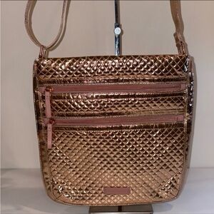 Vera Bradley Rose Gold Metallic Quilted Hipster Crossbody Bag